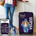 Custom Girl Who Loves Traveling Gifts for Women - Personalized Luggage Cover
