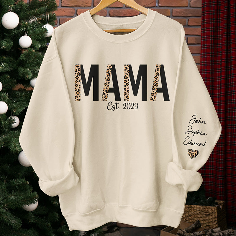 The Happiest Mama - Family Personalized Custom Unisex Sweatshirt With Design On Sleeve - Birthday Gift For Mom, Grandma