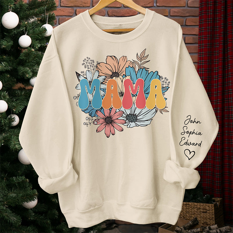 Custom Name Floral Mama Gifts for Mom - Personalized Sweater