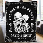 Custom Name Gothic Skeleton Couple Gifts - Personalized Blanket