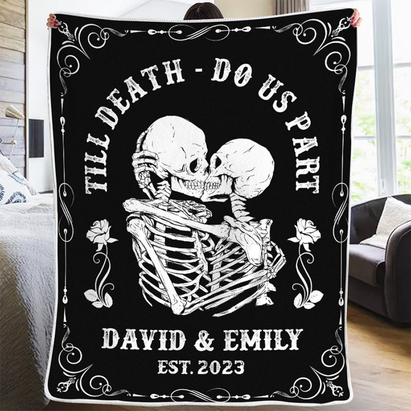 Custom Name Gothic Skeleton Couple Gifts - Personalized Blanket