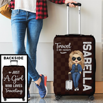 Travel Therapy Girl Who Loves Traveling Gifts for Women - Luggage Cover