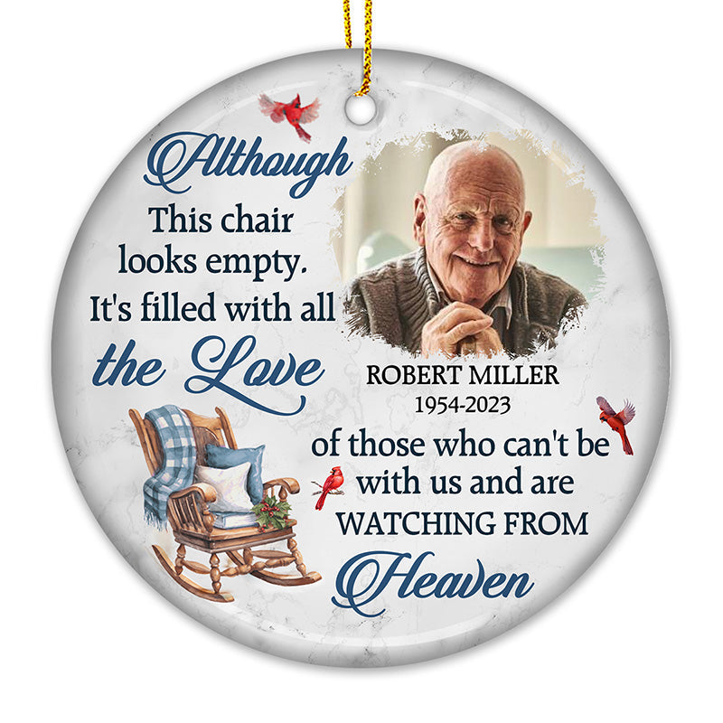 Custom Photo It's Filled With All The Love - Memorial Personalized Custom Ornament - Ceramic Round Shaped - Christmas Gift, Sympathy Gift For Family Members