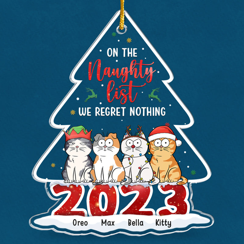 Custom Name Christmas Cat Naughty List Gifts - Personalized Ornament