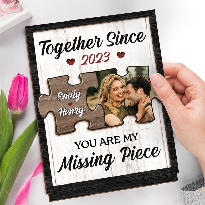 Custom Photo The Sunshine Of My Life - Couple Personalized Custom Shaped 2-Layered Wooden Plaque With Flat Stand - House Warming Gift, Gift For Husband Wife, Anniversary