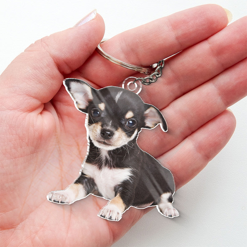 Custom Photo My Furry Friend Is My Holiday Cheer - Dog & Cat Personalized Custom Shaped Acrylic Keychain - Gift For Pet Owners, Pet Lovers