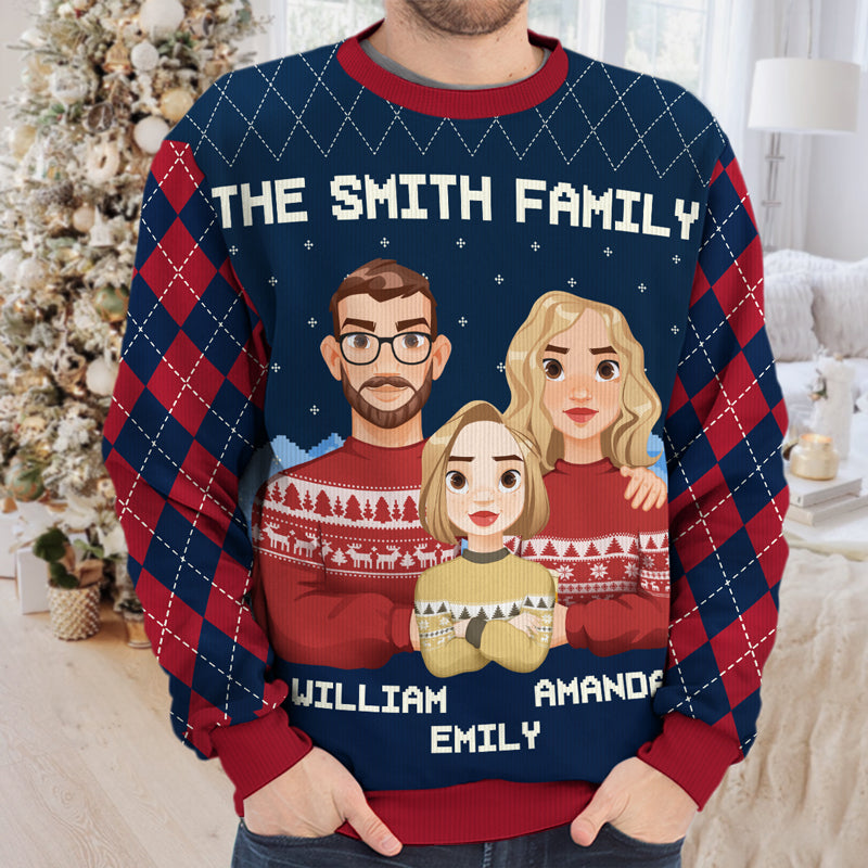 The Best Christmas Gift - Family Personalized Custom Ugly Sweatshirt - Unisex Wool Jumper - Christmas Gift For Family Members