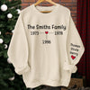 Family Forever - Family Personalized Custom Unisex Sweatshirt With Design On Sleeve - Christmas Gift For Family Members