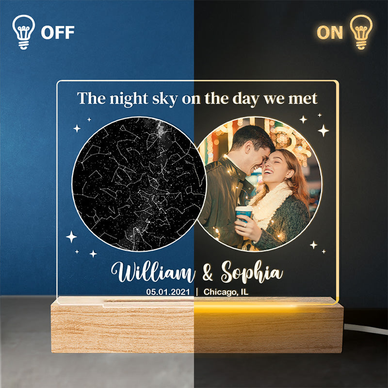 Custom Photo Star Map Couple Gifts - Personalized 3D LED Light