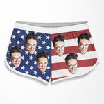 Custom Photo American Flag Couple Gifts - Personalized Couple Beach Shorts