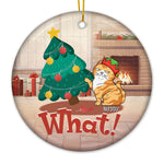 Custom Name Funny Christmas Cat Gifts - Personalized Ceramic Ornament