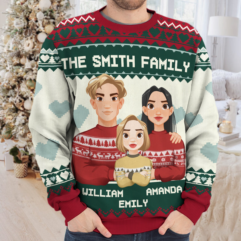 Our Family Is Everything - Family Personalized Custom Ugly Sweatshirt - Unisex Wool Jumper - Christmas Gift For Family Members