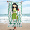 Happiness Comes In Waves - Bestie Personalized Custom Beach Towel - Gift For Best Friends, BFF, Sisters