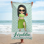 Custom Name Summer Beach Gifts for Women - Personalized Beach Towel