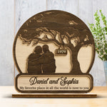 Custom Name Romantic Couple Gifts - Personalized Wooden Plaque With Flat Stand