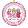 I Wear Pink For My Bestie - Bestie Personalized Custom Ornament - Ceramic Round Shaped - Christmas Gift For Best Friends, BFF, Sisters