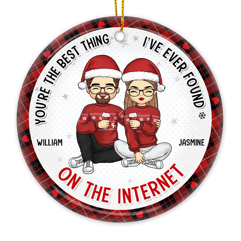 Custom Name Funny Internet Couple Christmas Gifts - Personalized Ceramic Ornament