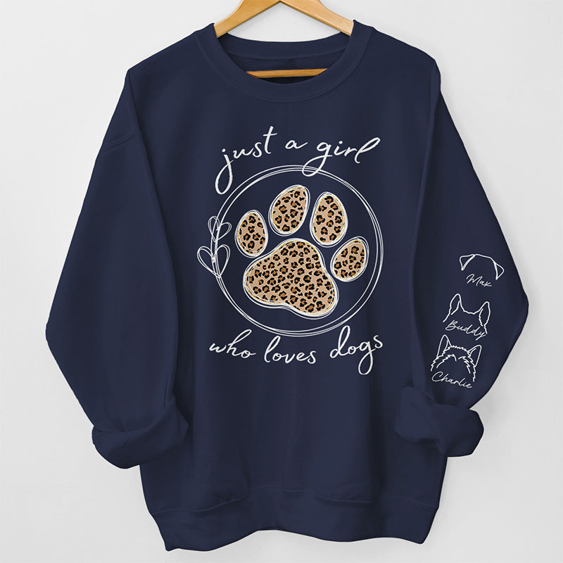 A Girl Who Loves Pets - Dog & Cat Personalized Custom Unisex Sweatshirt With Design On Sleeve - Gift For Pet Owners, Pet Lovers