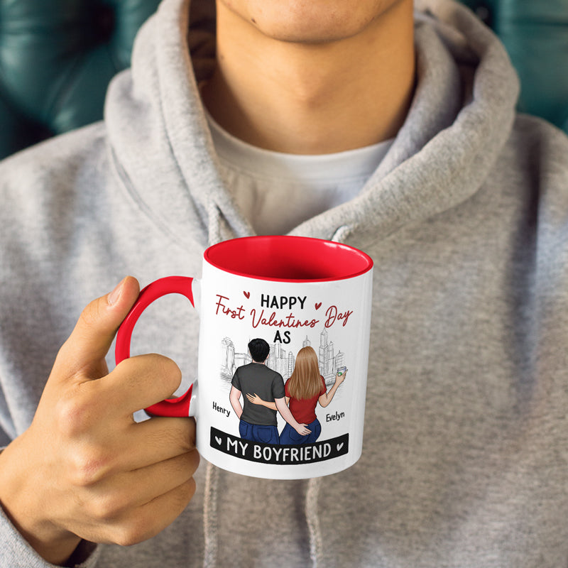 Custom Name First Valentine's Day Gifts for Boyfriend - Personalized Accent Mugs
