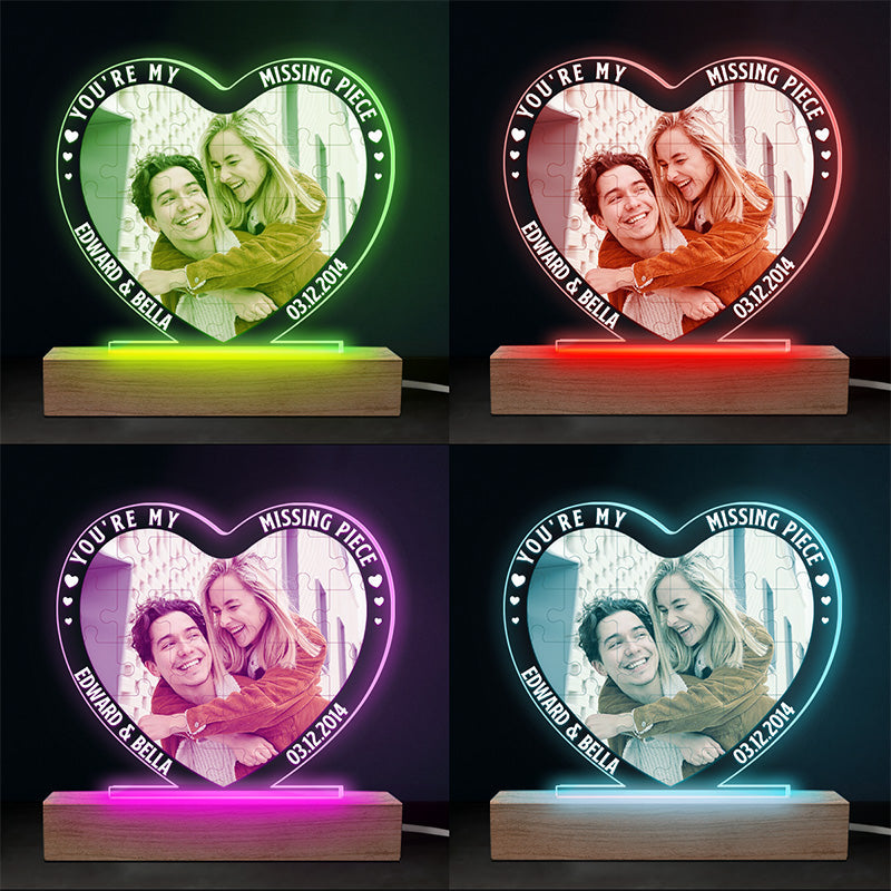 Custom Photo You're My Favorite Flavor - Couple Personalized Custom Heart Shaped 3D LED Light - Gift For Husband Wife, Anniversary