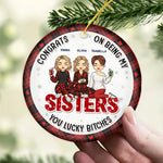 Custom Name Funny Sister Christmas Gifts - Personalized Ceramic Ornament