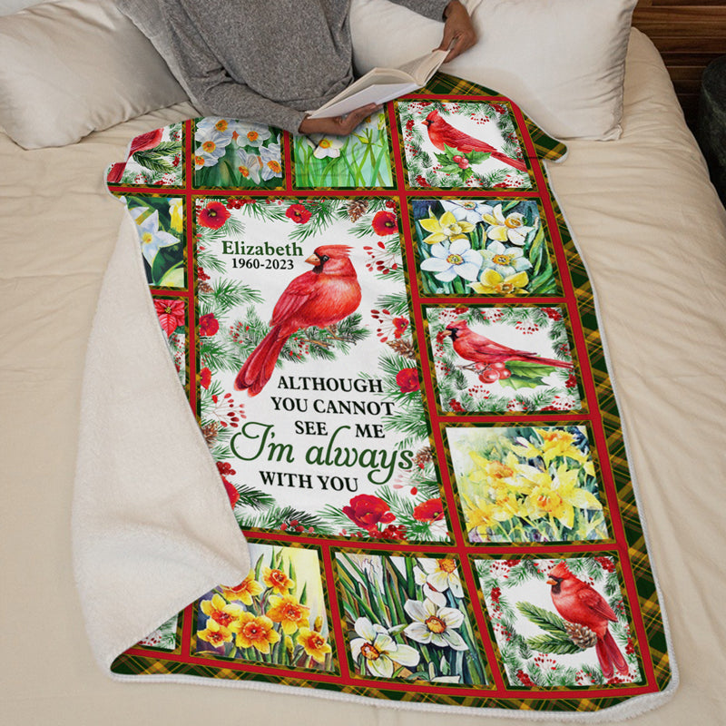 Whenever You See A Cardinal - Memorial Personalized Custom Blanket - Christmas Gift, Sympathy Gift For Family Members