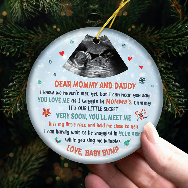 Custom Ultrasound Photo Christmas Gifts for Parents-to-Be - Personalized Ceramic Ornament
