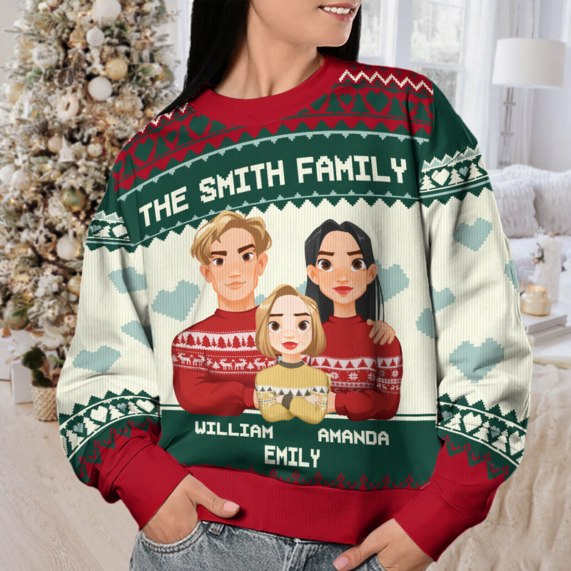 Our Family Is Everything - Family Personalized Custom Ugly Sweatshirt - Unisex Wool Jumper - Christmas Gift For Family Members