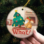 Custom Name Funny Christmas Cat Gifts - Personalized Ceramic Ornament