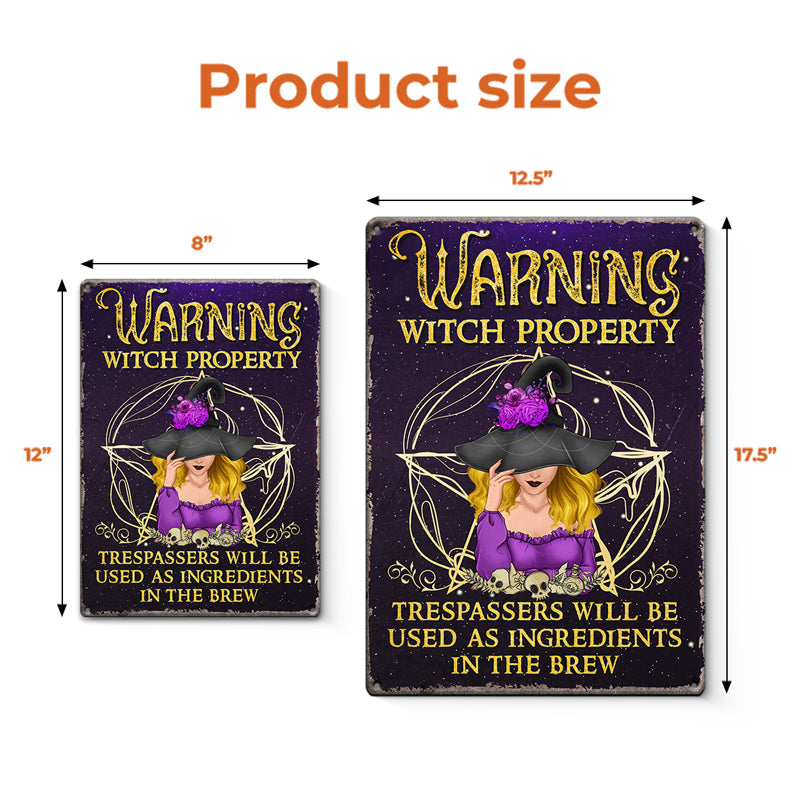 Witch Property Warning Halloween Decor - Metal Sign