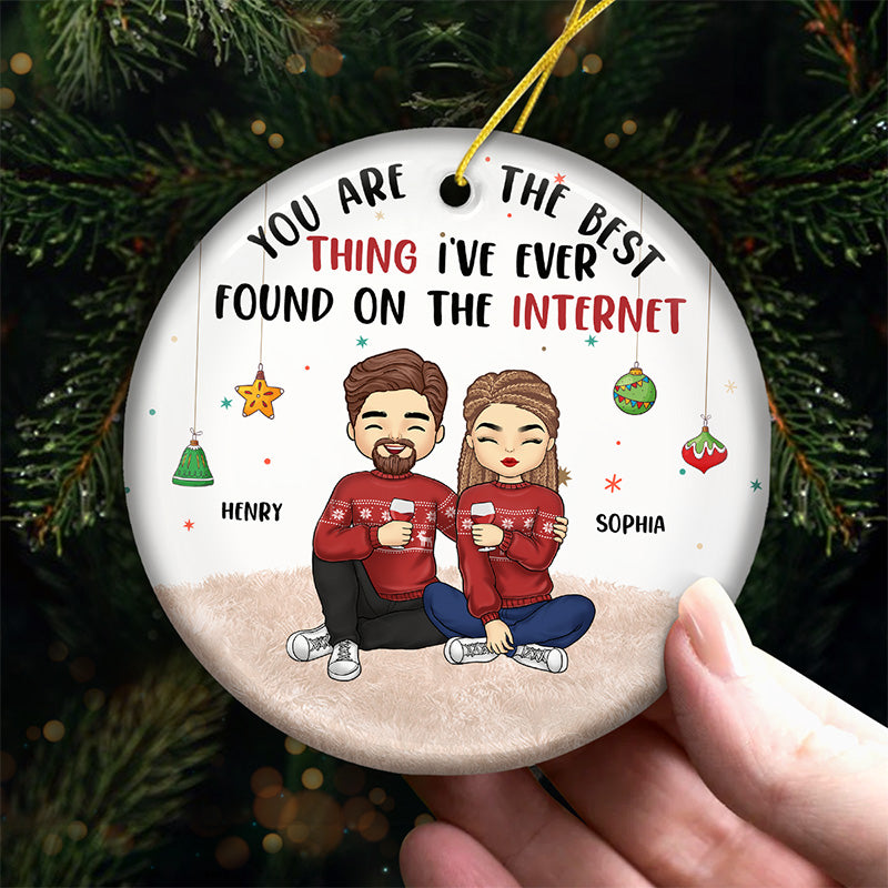 Custom Name Funny Internet Quote Christmas Gifts for Couples - Personalized Ceramic Ornament