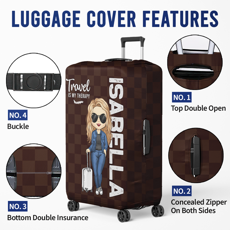Travel Therapy Girl Who Loves Traveling Gifts for Women - Luggage Cover