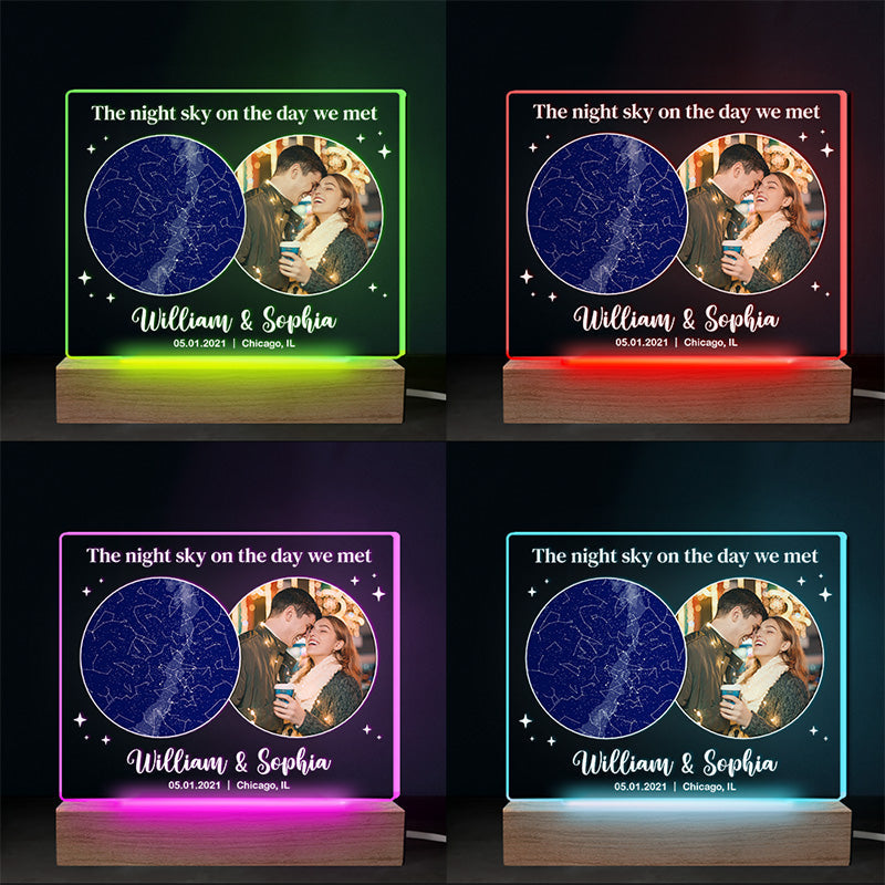 Custom Photo Star Map Couple Gifts - Personalized 3D LED Light
