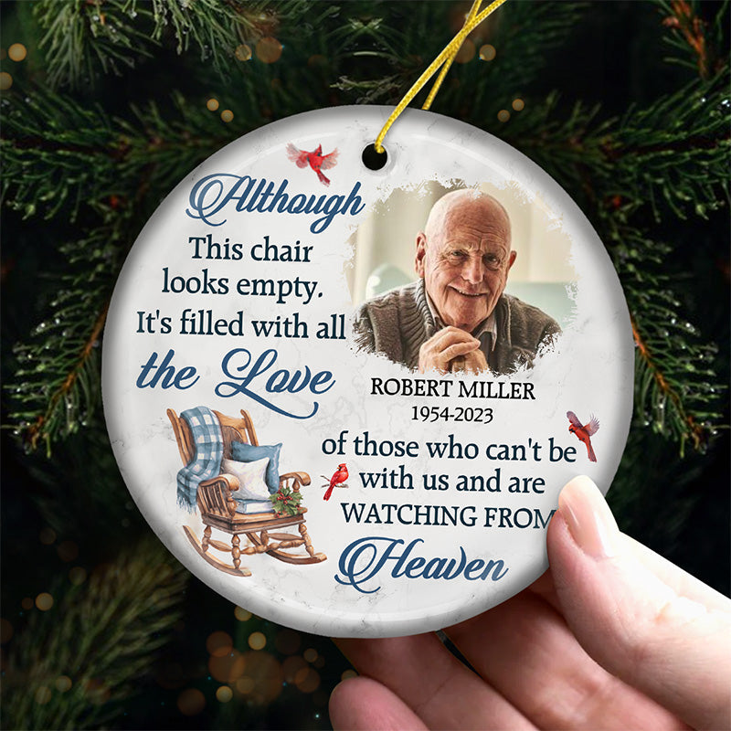 Custom Photo It's Filled With All The Love - Memorial Personalized Custom Ornament - Ceramic Round Shaped - Christmas Gift, Sympathy Gift For Family Members