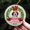 Custom Photo Pawsitively Excited For The First Christmas - Dog & Cat Personalized Custom Ornament - Ceramic Round Shaped - Christmas Gift For Pet Owners, Pet Lovers