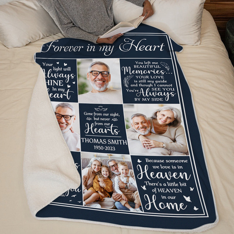 Custom Photo You Left Me Beautiful Memories - Memorial Personalized Custom Blanket - Sympathy Gift For Family Members