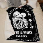 Custom Name Gothic Skeleton Couple Gifts - Personalized Blanket