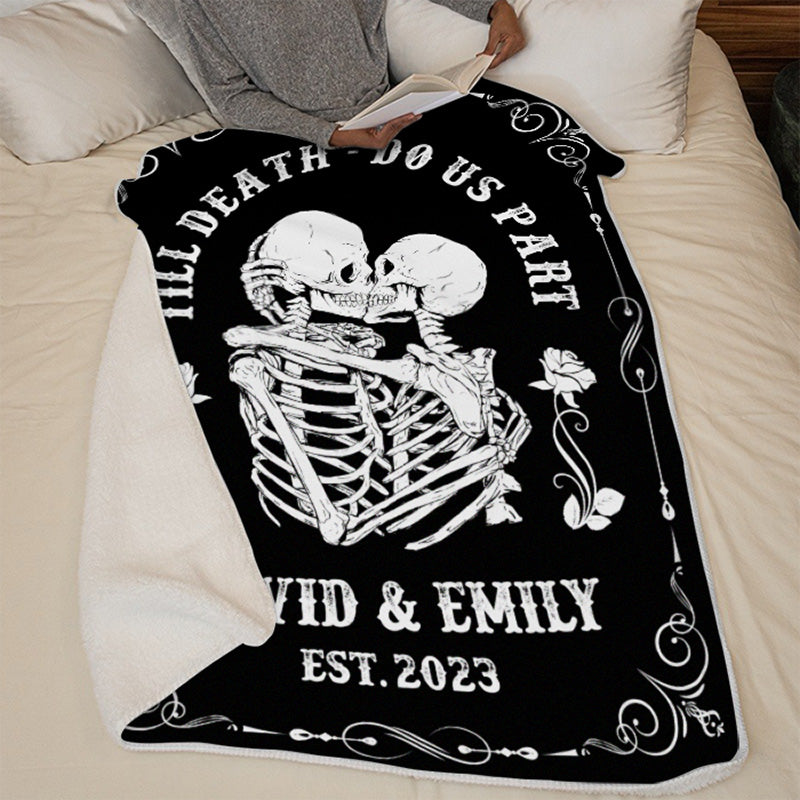 Custom Name Gothic Skeleton Couple Gifts - Personalized Blanket