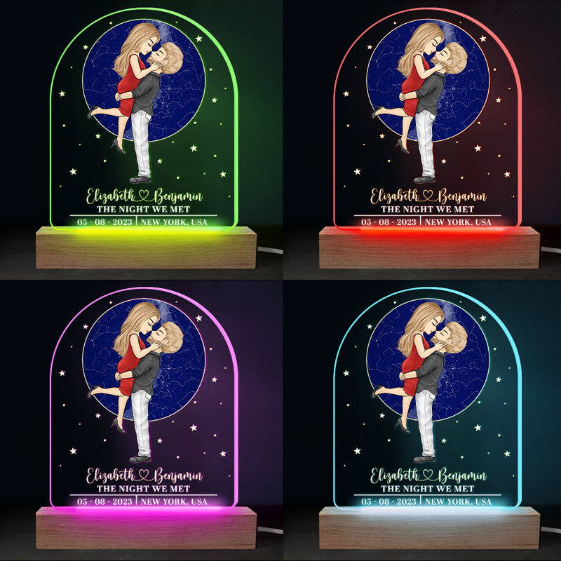 Custom Couple First Meeting Gifts - Personalized 3D LED Light