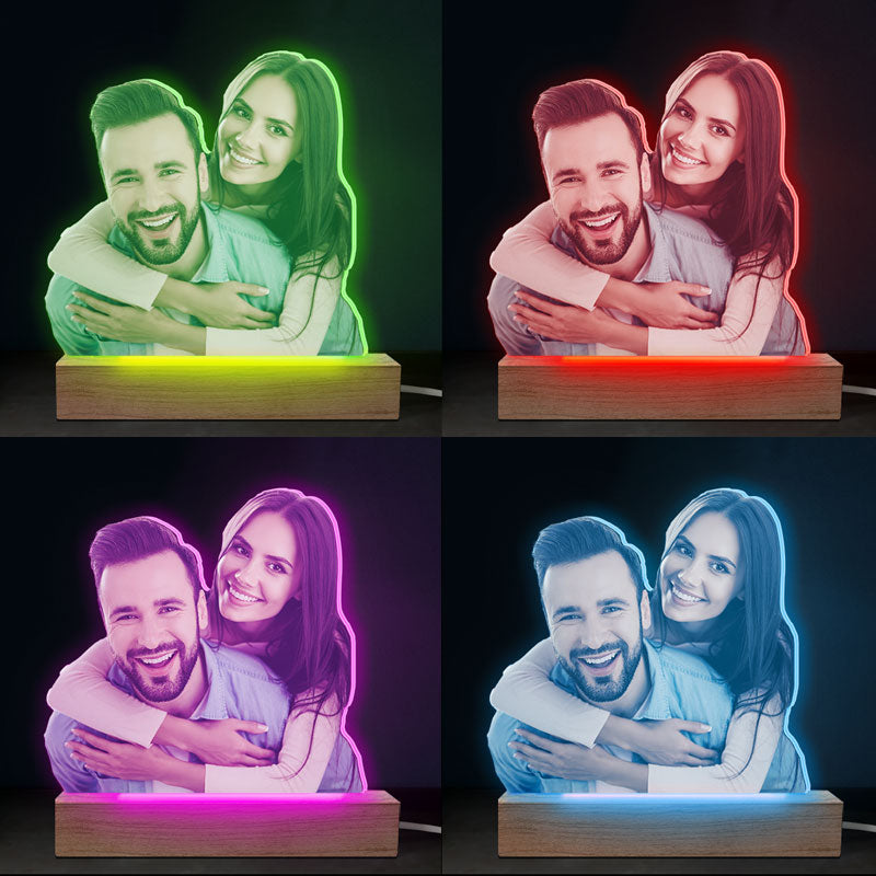 Custom Photo Two Hearts, One Love Story - Couple Personalized Custom Shaped 3D LED Light - Upload Photo Gift For Husband Wife, Anniversary
