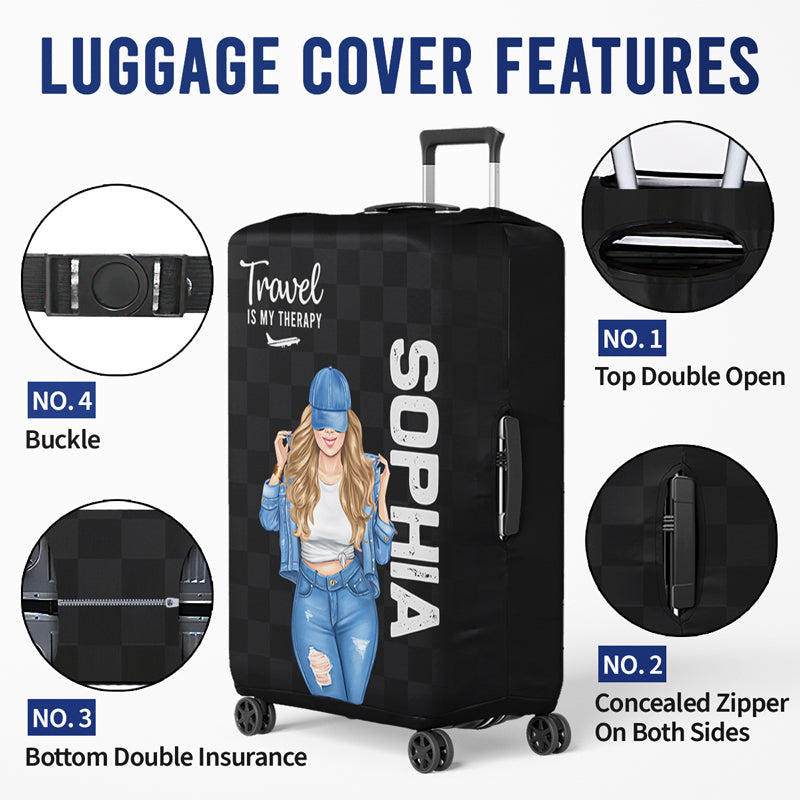 Custom Girl Who Loves Traveling Gifts for Women - Personalized Luggage Cover