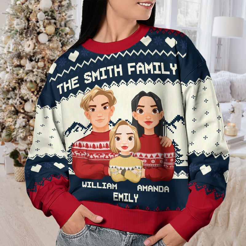 Family Is The Greatest Christmas Gift - Family Personalized Custom Ugly Sweatshirt - Unisex Wool Jumper - Christmas Gift For Family Members