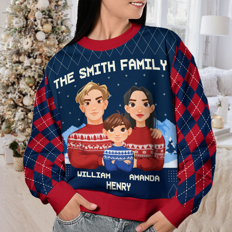 The Best Christmas Gift - Family Personalized Custom Ugly Sweatshirt - Unisex Wool Jumper - Christmas Gift For Family Members