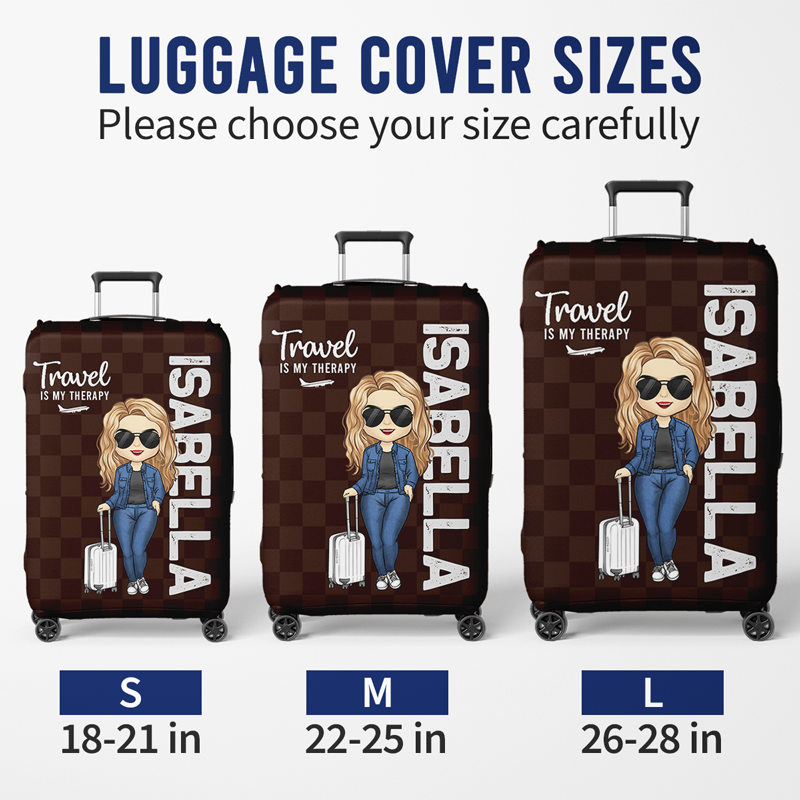 Travel Therapy Girl Who Loves Traveling Gifts for Women - Luggage Cover