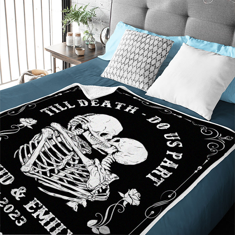 Custom Name Gothic Skeleton Couple Gifts - Personalized Blanket