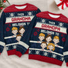 This Grandma Belongs To - Personalized Custom Unisex Ugly Christmas Sweatshirt, Wool Sweatshirt, All-Over-Print Sweatshirt -  Gift For Grandma, Grandparents, Christmas Gift