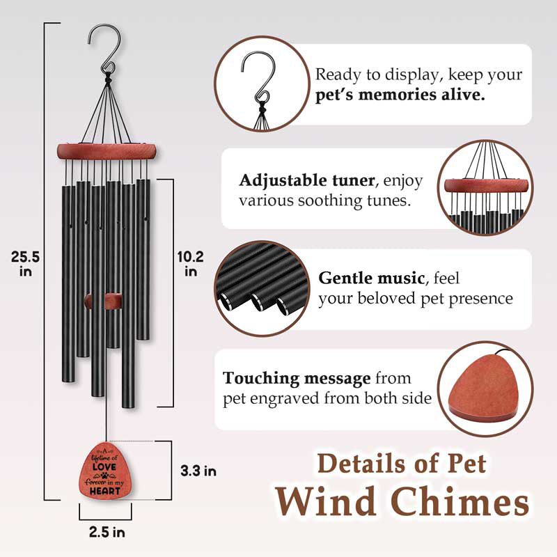 A Lifetime Of Love - Memorial Wind Chime - Sympathy Gift, Gift For Pet Owners, Pet Lovers