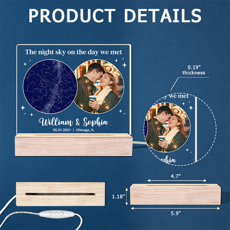Custom Photo Star Map Couple Gifts - Personalized 3D LED Light