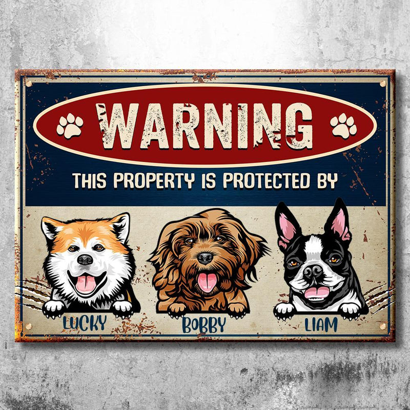 Custom Name Dog Warning Gifts for Pet Lovers - Personalized Metal Sign