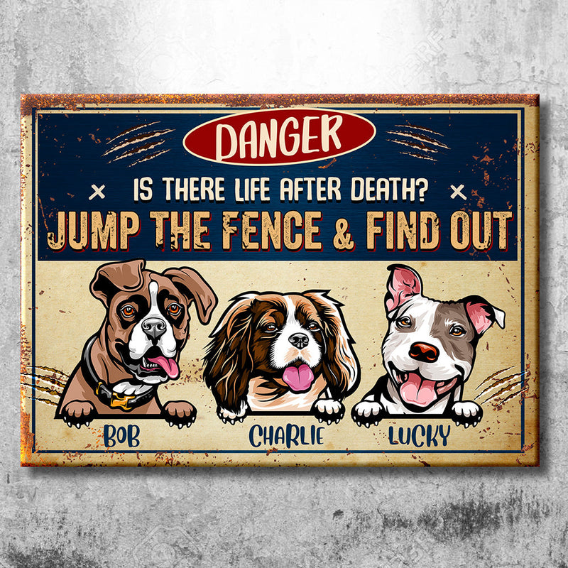 Warning Dogs Multiple Quotes - Funny Personalized Dog Metal Sign